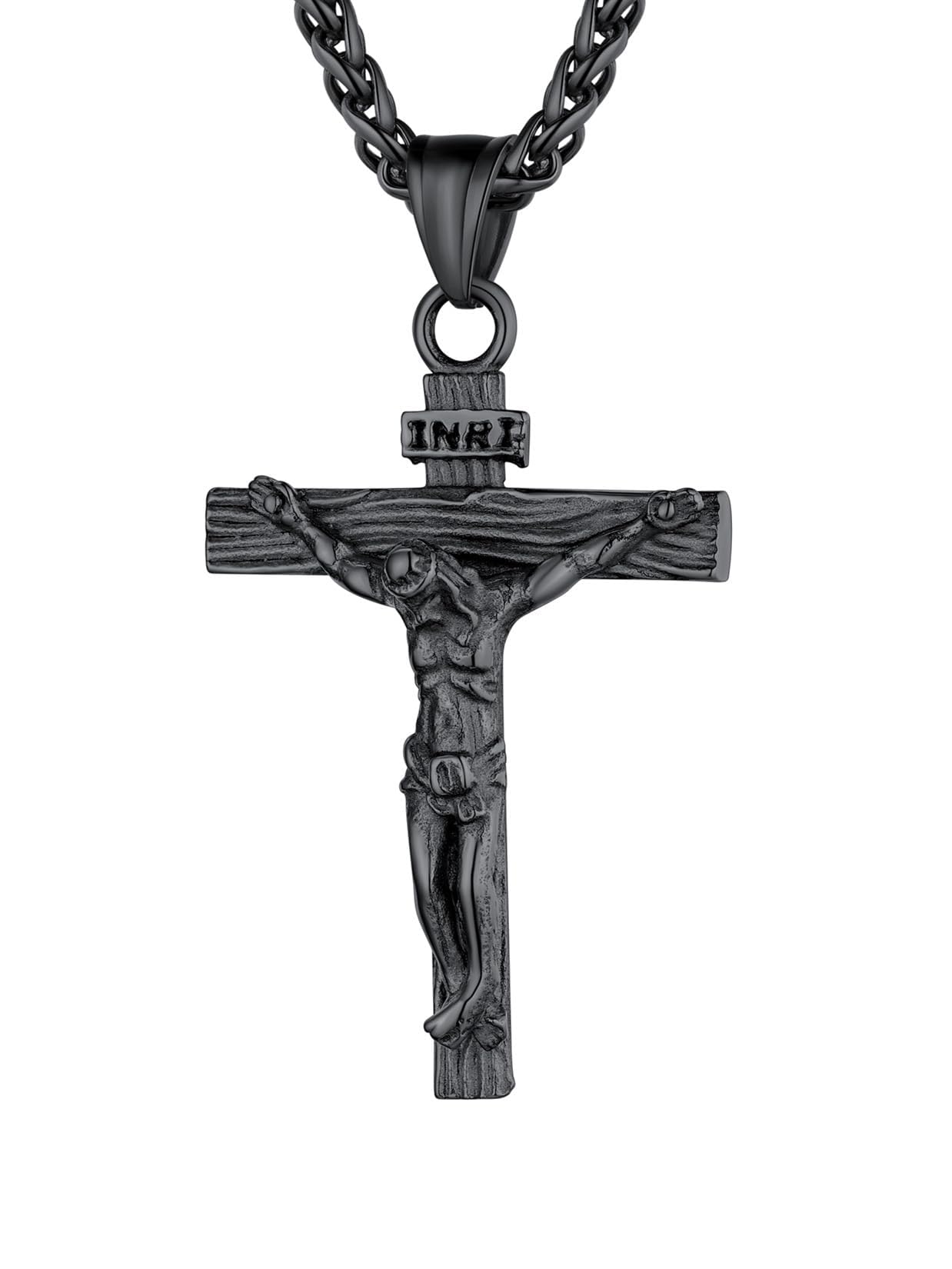 Jesus Cross Necklace for Men Women, Sterling Silver/Stainless Steel Crucifix Religious Pendant Necklaces, Mens Faith Jewelry Gift for Christian Believers