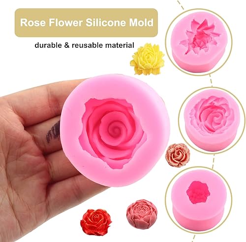 Vista 29 de Zixiang Molde de caramelo de flores de rosa, moldes de fondant de hojas, moldes de flores de peonía, moldes de silicona para azúcar, manualidades
