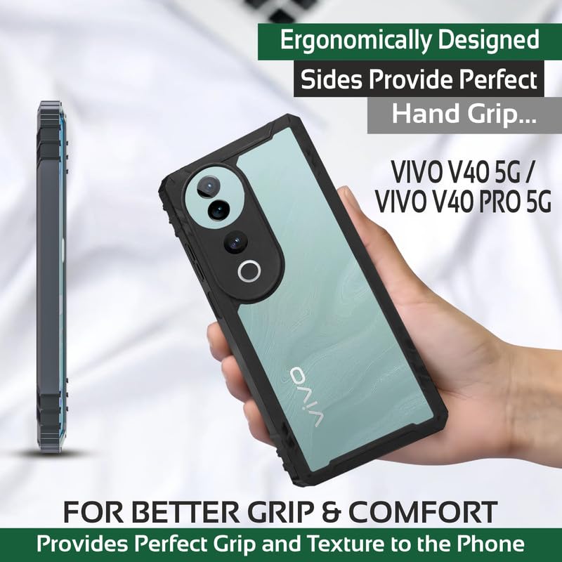 Image of AIBEX Crystal Clear Back Cover Case for Vivo V40 5G / Vivo V40 Pro 5G | 360 Degree Protection | Shock Proof Design | Transparent Back Case for Vivo V40 5G / Vivo V40 Pro 5G (PC & TPU,Bumper)