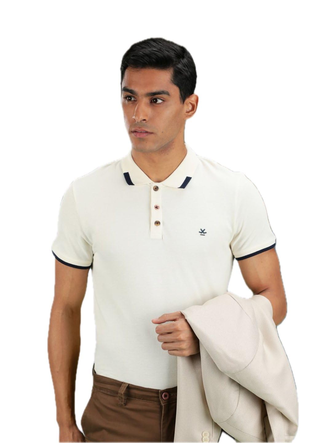 Men's Pure Cotton Polo T-Shirt | Contrast Tipping with Jacquard Collar Detail | Slim Fit-image-42