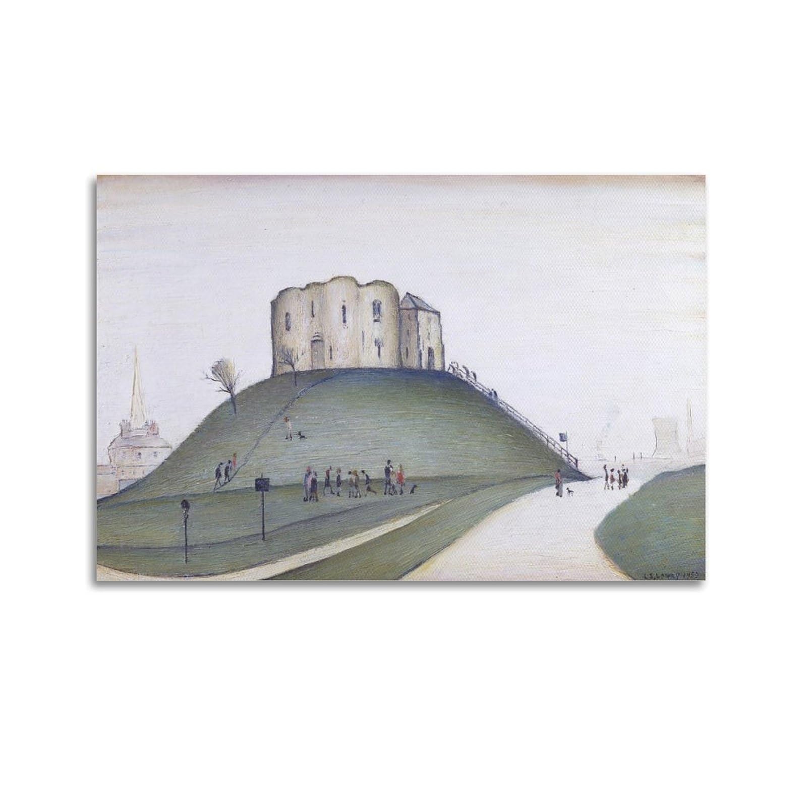 L. S. Lowry Painter Works (Clifford's Tower, York) Art Posters Wall Art Bedroom Prints Home Decor Hanging Picture Canvas 20x30inch(50x75cm)