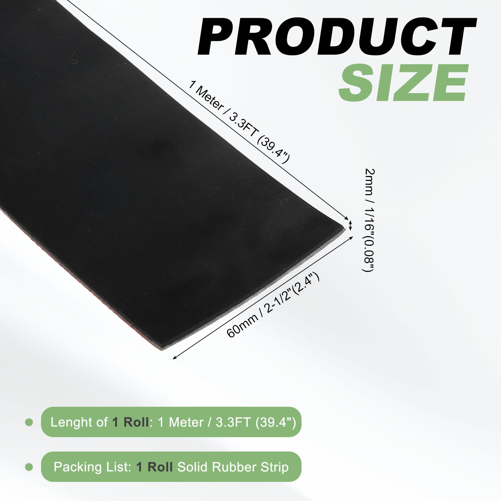 PATIKIL Bandes En Néoprène 60mm De Largeur x 2mm D'Épaisseur x 1 Mètre De Longueur, Feuille En Caoutchouc Solide Autocollante Pour Joint D'Amortissement Bricolage Artisanat, Noir