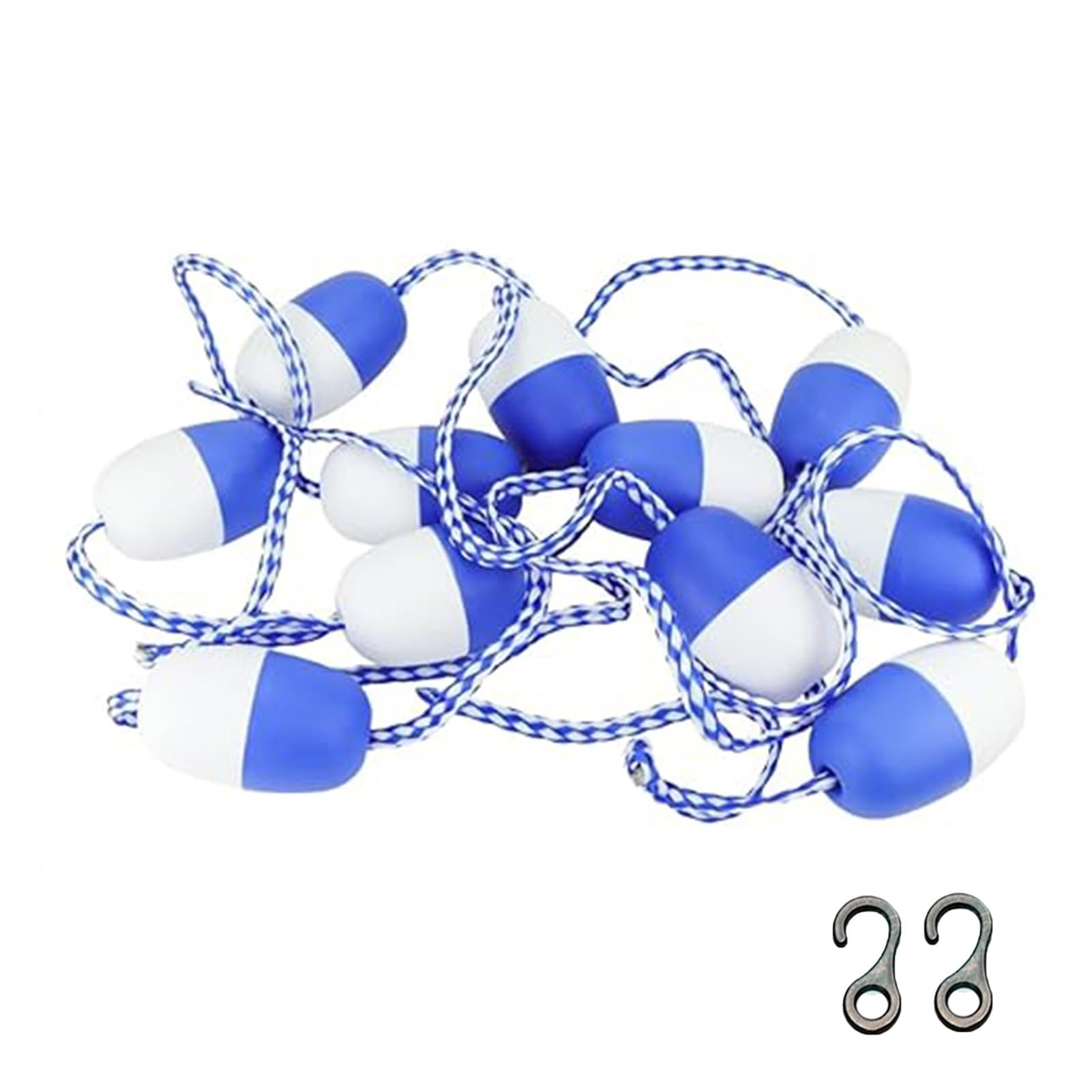 WOTZOV Floating Pool Lane Dividers – 19.7Ft Blue & White Safety Rope With Hooks For Pool, Beach & Waterway Separation – Durable Divider Fence For Enhanced Safety，Blue+White 6m/19.7ft