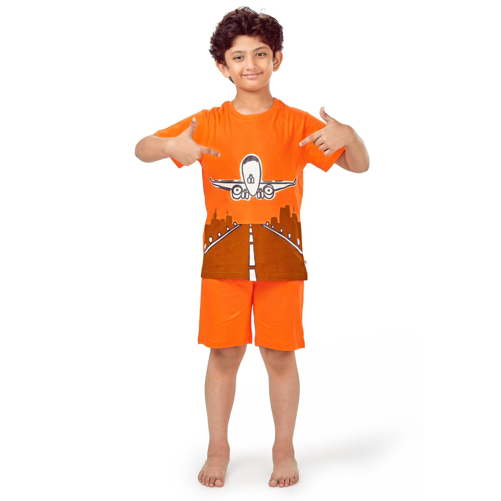 YouGotPlanBYouGotPlanB Unisex 100% Cotton Short & Tee Night Suit -Glow in The Dark | Half Sleeve | Printed Design | Kids Nightwear/Nightdress for Boys and Girls T-Shirt & Shorts Set