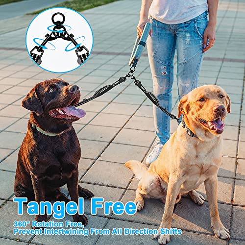 Petbonus Double Dog Leash Coupler, No Tangle Detachable Dual Dog Leash Splitter For Walking 2 Dogs, Reflective Adjustable Two Dog Training Leash Attachment For Small Medium Large Dogs (Medium) Black #TOP2