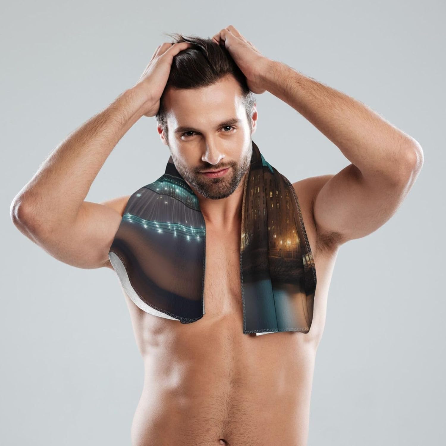 New York Manhattan Bridge Night Print Hand Towels for Kitchen, Decorative Bathroom Towels Decor Farmhouse Cute for Men Women Gifts