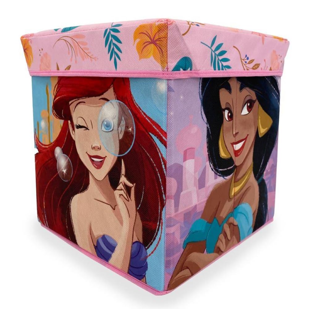 Puf infantil multifunción contenedor porta objetos para sentarse 30 cm (Princesas (1))