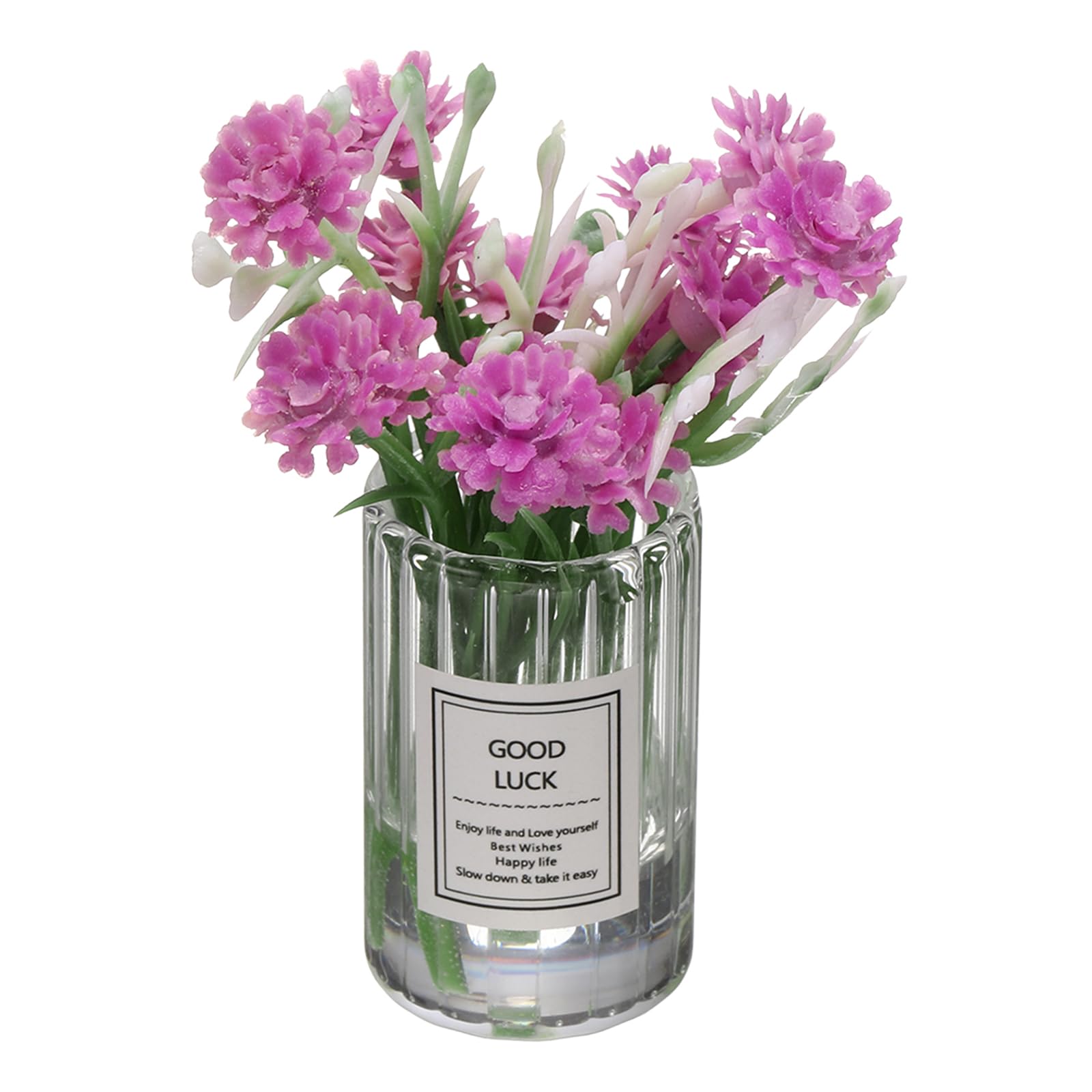 CoCud Mini Flowers Dollhouse in Vase, 2.76" Length, Silk Plastic Miniature Dollhouse Accessories with Tiny Baby's Breath Purple - (Applications: for Fairy Micro House Ornament) 1-Pieces