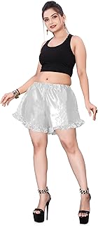 Pantalón corto de satén con volantes en la cintura con cordón y cierre elástico, pantalón corto sexy para niñas S103