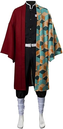 Mens Tomioka Giyuu Cosplay Costume Halloween Anime Haori Kimono Outfit Set
