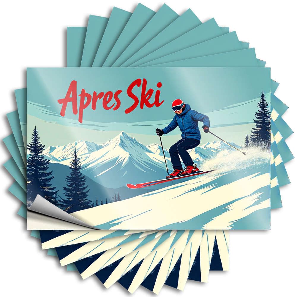Funny Sticker Country Peel and Stick - Apres Ski: Winter Adventure Awaits! Laptop Winter Waterproof Vinyl for Colorful(8X12CM)