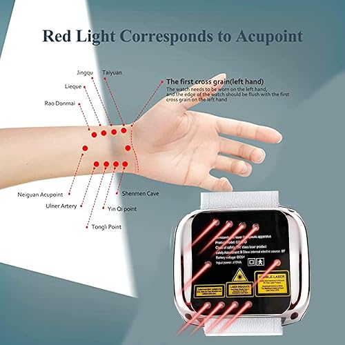 Miniatura 3 de Reloj de pulsera mejorado 7 en 1 con terapia de luz roja, alivio del dolor, reloj multifuncional de luz infrarroja de 650 nm con accesorios