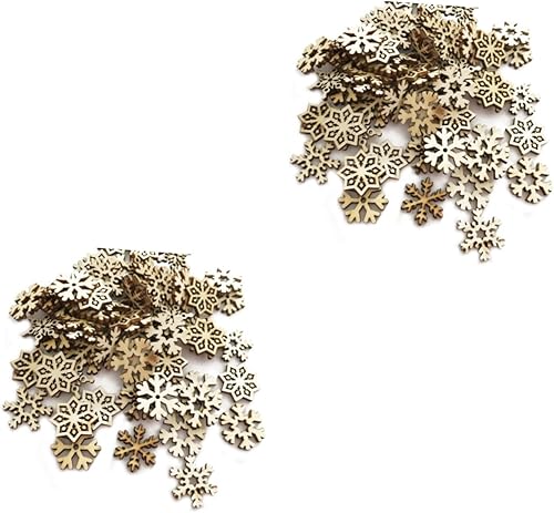 NOLITOY 100 piezas de decoración para el hogar, etiquetas de regalo para regalos de Navidad, rebanadas de madera sin terminar, adornos de copo de