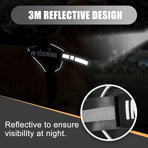 Miniatura 7 de Arnés para perro de 3 anillos sin tirones, arnés reflectante ajustable para perro con 3 clips para correa, arnés para mascotas con 8 parches para