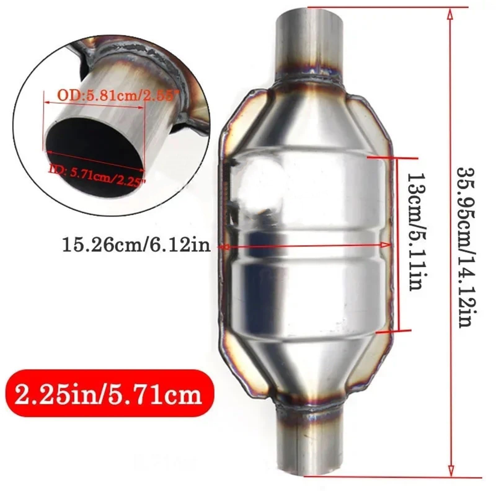 katalizator samochodowy katalizator akcesoria 2'' 2,25'' 2,5'' 3" Uniwersalny katalizator 400 ogniwowy, tłumik o wysokim przepływie, katalizator Euro 1 okrągły(2.25 inch)