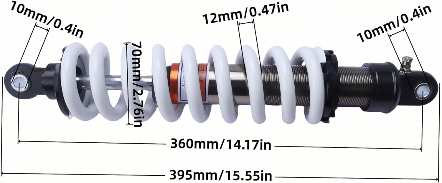 360mm 14.17" Rear Shock Absorber 12mm Heavy-Duty Spring Max Load 800lbs for Dirt Bike Pit Bike ATV Quad Go Kart Fits for Honda Yamaha Suzuki
