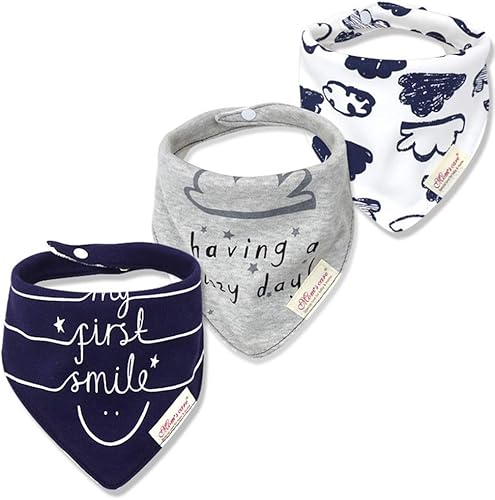 Miniatura 16 de JN&LULU Paquete de 3 baberos de bebé recién nacido, bandana, baberos para babear, de algodón, regalos para bebés Bibelephant,Nube azul,Azul