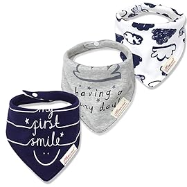 JN&LULU 3 Pack Newborn Baby Bibs Bandana Drool Bibs for Drooling Cotton Baby Gifts (smile)