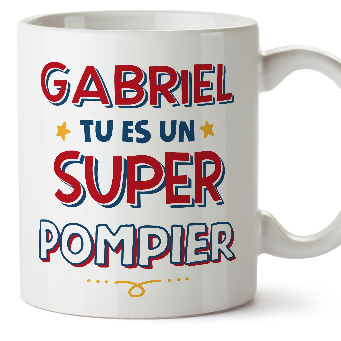 MUGFFINS Personalised Mug for Firefighter Man - in French - Tu ES Super - Funny Custom Gift for Colleagues - Ceramic 11oz Mug
