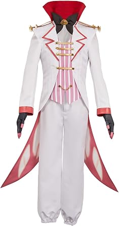 Mens Hazbin Lucifer Costume Uniform Cosplay Hotel Lucifer Costume White Coat Pant Tie Outfit Halloween Suit Adult