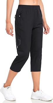 GymBrave Womens Capri Pants Quick Dry Lightweight Hiking Capris Pants Outdoor Casual with Zipper Pockets