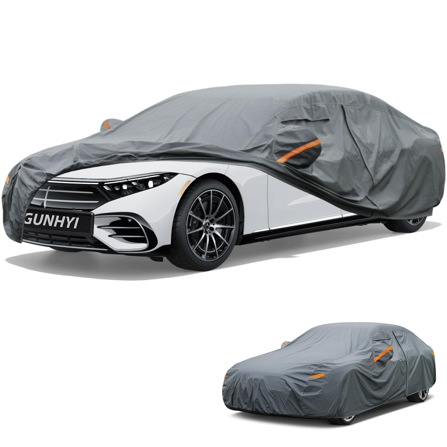 GUNHYI Premium Car Cover Custom Fit Mercedes-Benz EQS, 16 Layers Heavy Duty Car Cover Waterproof All Weather with Zipper Door for Sun Rain Snow Dust Uv Protection