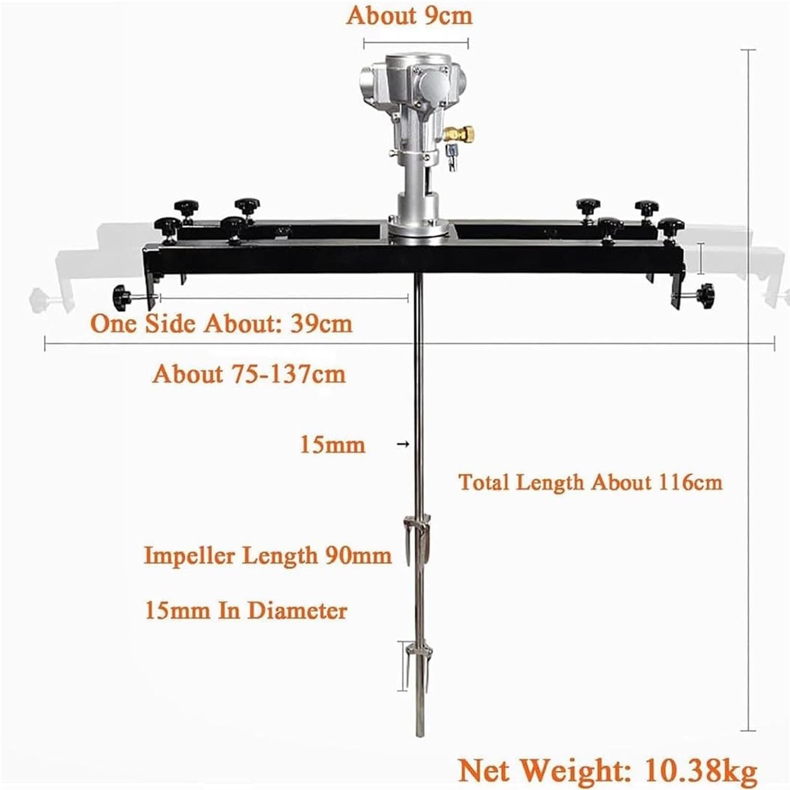 TGBHM 1000l Air Agitator Paint MixerPneumatic AgitatorLiquid Paint Mixer-Folding Propeller/Speed: 0-2500rpm/Retractable Fixing Knob for Ink Dissolving Agitator,Black