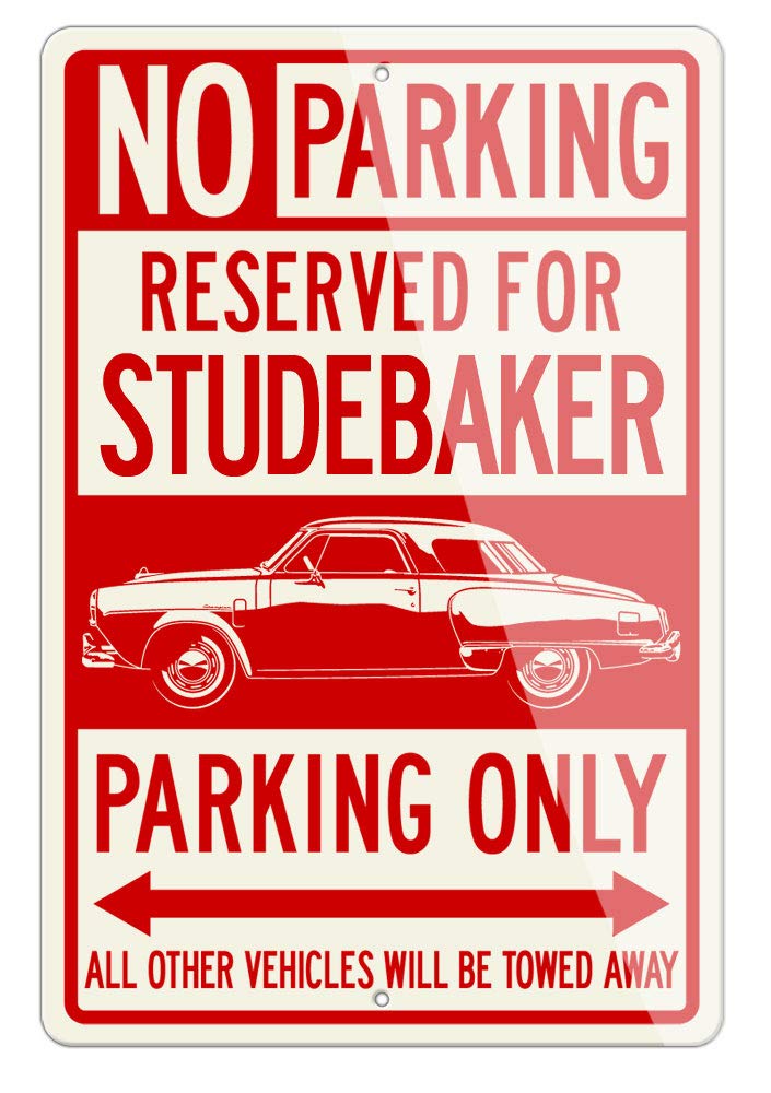 Studebaker Starlight Coupe Champion Commander 1950 Reserved Parking Only Aluminum Sign - 12 by 18 inches (1, Large) - Great American Classic Car Gift