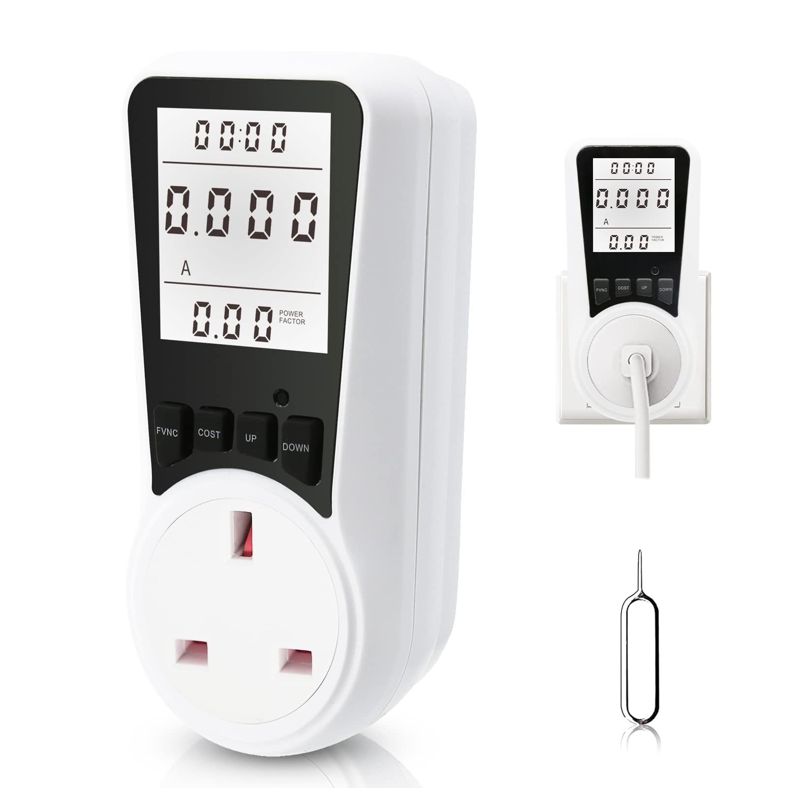 Buy Power Meter Energy Monitor 13A Electricity Usage Monitor UK Plug