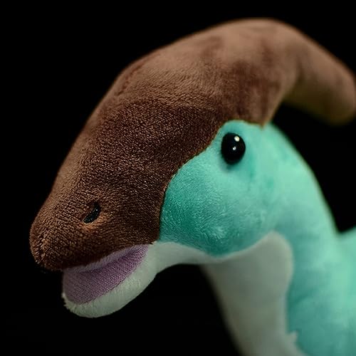 Miniatura 5 de ZHONGXIN MADE Simulation Parasaurolophus - Juguete de peluche realista de dinosaurio parasaurio azul de 16 pulgadas, figuras de juguete, colección