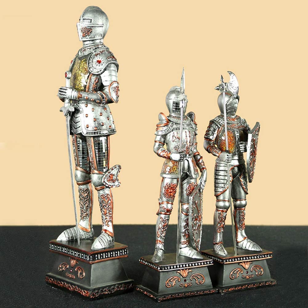 Amazon.co.jp: 中世の剣士の像、鎧の彫刻の装飾の騎士のスーツ騎士の