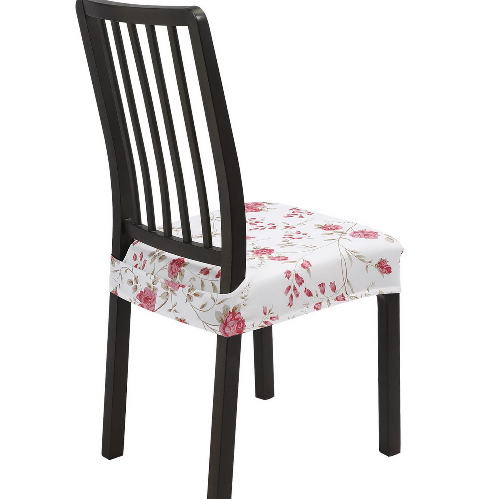 SearchI Dining Chair Seat Covers Set of 4, Rear Covered, Pink Flower