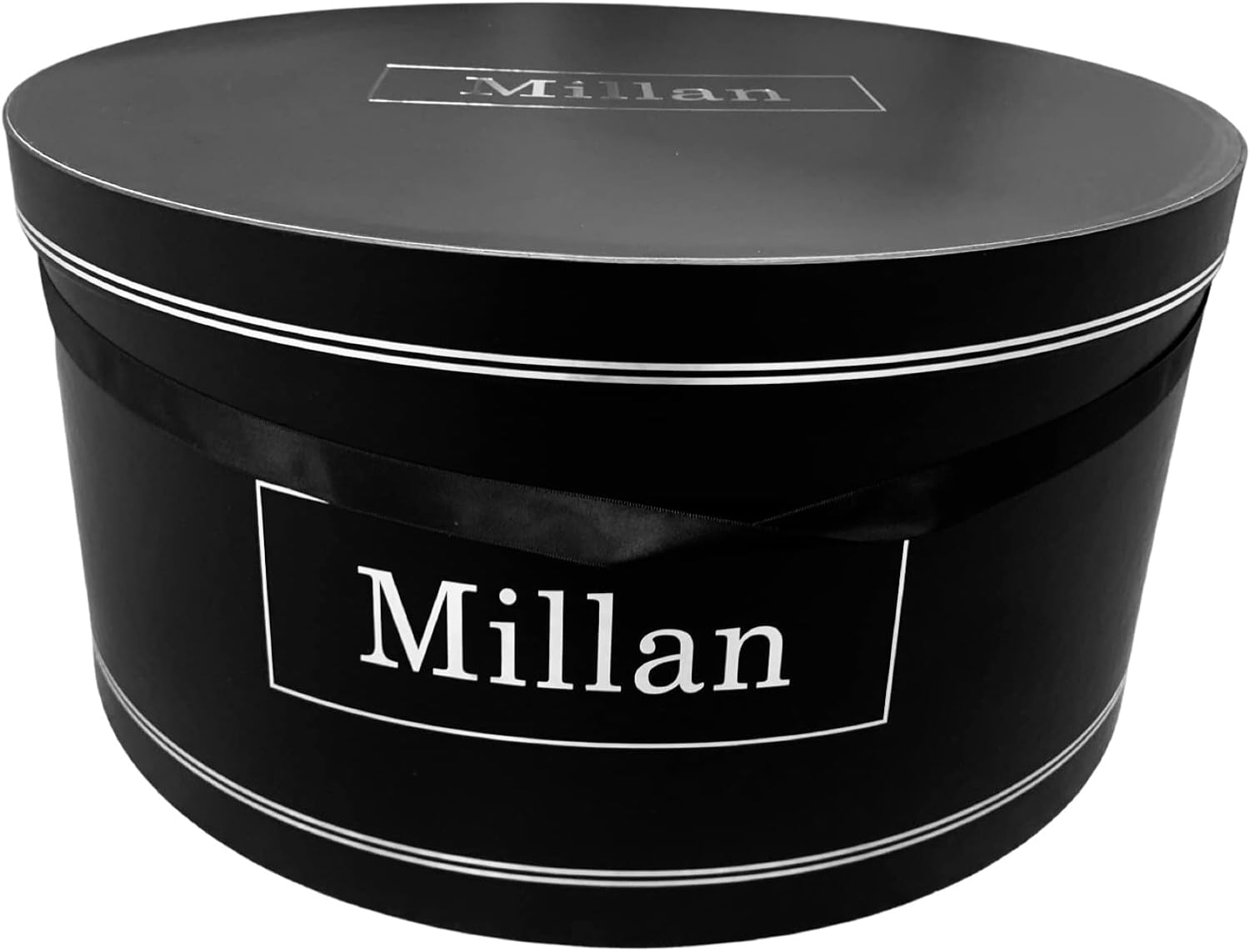 Millan Collection Round Box with Lid and Handle, Hat Box