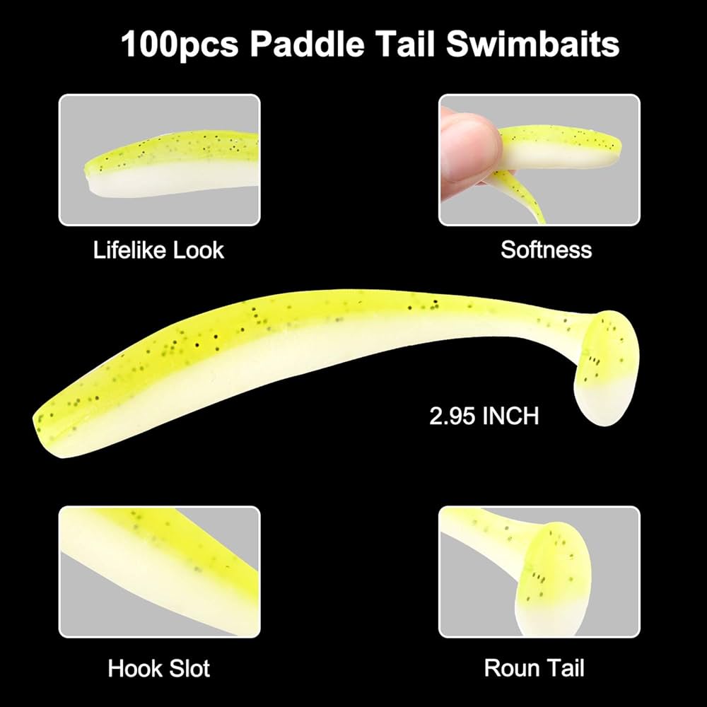 【新品】Paddle Bait 190 Amazon.com : Bombrooster 5Pcs Paddle Tail Swimbait, Soft