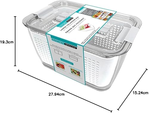 Miniatura 61 de Kitchen Spaces Organizador apilable de almacenamiento de alimentos de doble colador para refrigerador, congelador y despensa, 8.8 x 6.8 x 3.9 Verde