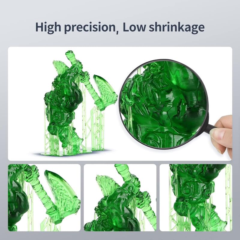 Image of 3IDEA Tough Resin, 3D Printer Resin with High Precision and High Toughness, 365-405nm Fast Curing 3D Resin for 4K 8K LCD /DLP /SLA 3D Printing (Tran-Green, 1kg)