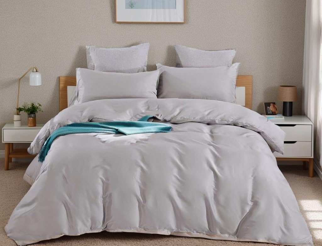 Etrexonline Juego de Funda Nórdica 4 Piezas Cama 150 Microfibra Suave Transpirable - 1 Funda Edredón 220x240 cm, 1 Bajera 150x200+30 cm y 2 Fundas de Almohada 50x75 cm (Pluma Azul) — view 31
