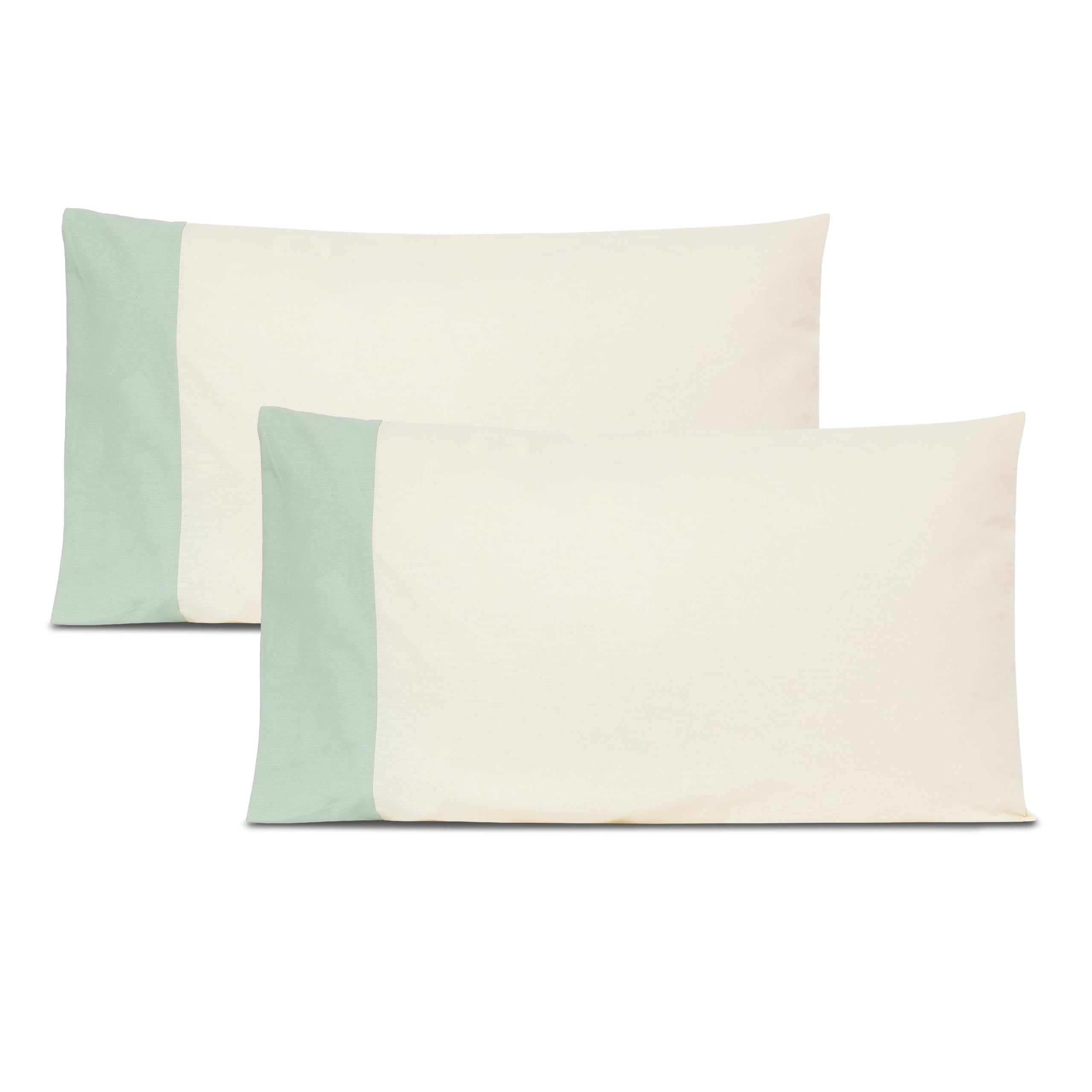 10Club Highlight 100% Cotton Pillow Cover - Set of 2 | Colourfast, Soft | Contrast Colour Design | Beige