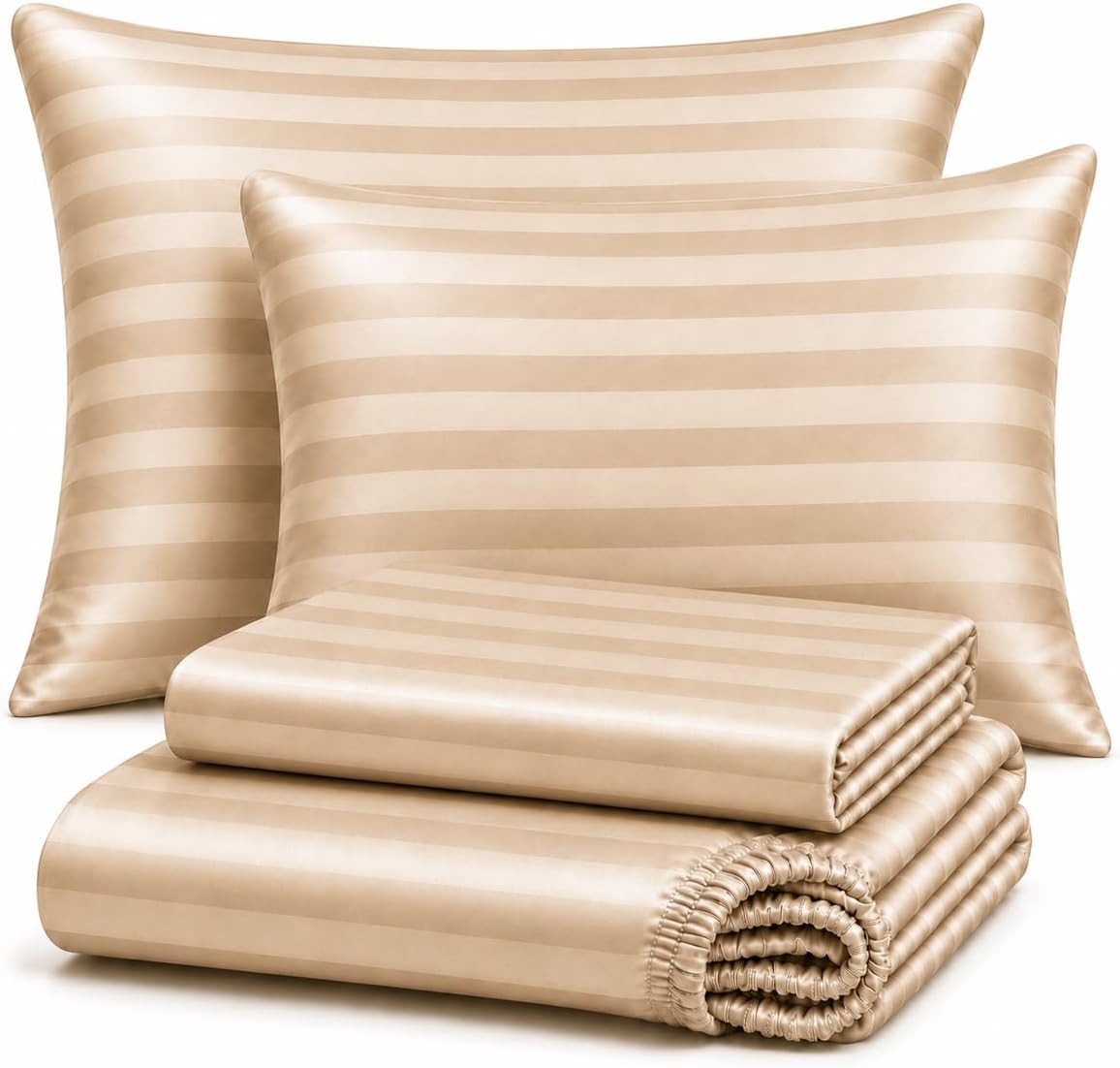 URBANHUT 100% Cotton Sheets Queen Size, 600 Thread Count - 4Pc Sheet Set Bed Sheet for Queen Size Bed, Sateen Weave, 16'' Elasticized Deep Pocket - White
