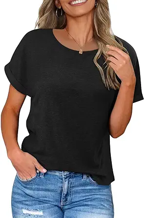 KISSMODA Summer Short Sleeve T Shirt Loose Fit Casual Dressy Women Top 2025 Trendy Ladies Fashion Blouses(S-3XL)