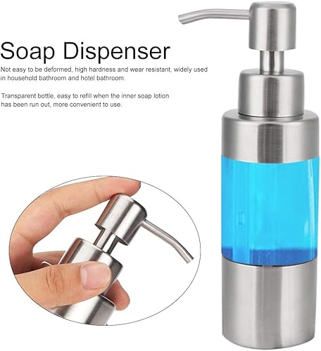 Miniatura 3 de Dispensador de jabón de vidrio transparente con bomba de acero inoxidable a prueba de óxido, dispensador de jabón líquido recargable para baño,