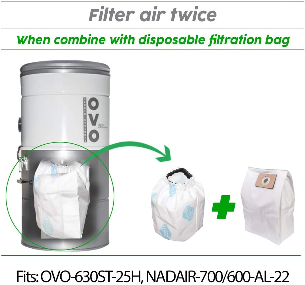 OVO HEPA Filter Bag, 8 Litre, Prevent Allergie, Fits OVO-630ST-25H, NADAIR-600/700-AL-22, WHITE