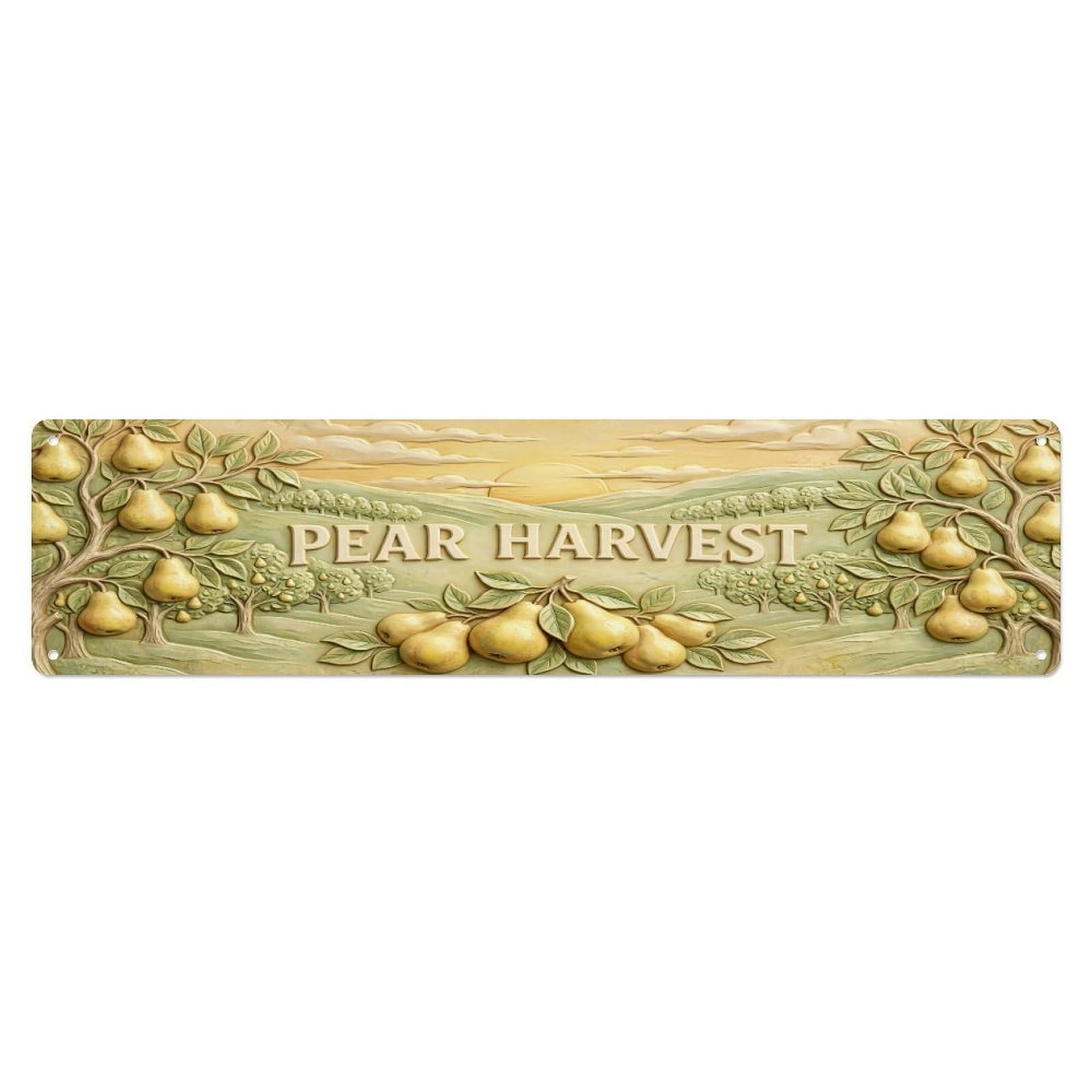 Fqcyn Style Metal Tin Sign Vintage Cottagecore Garden Pear Harvest