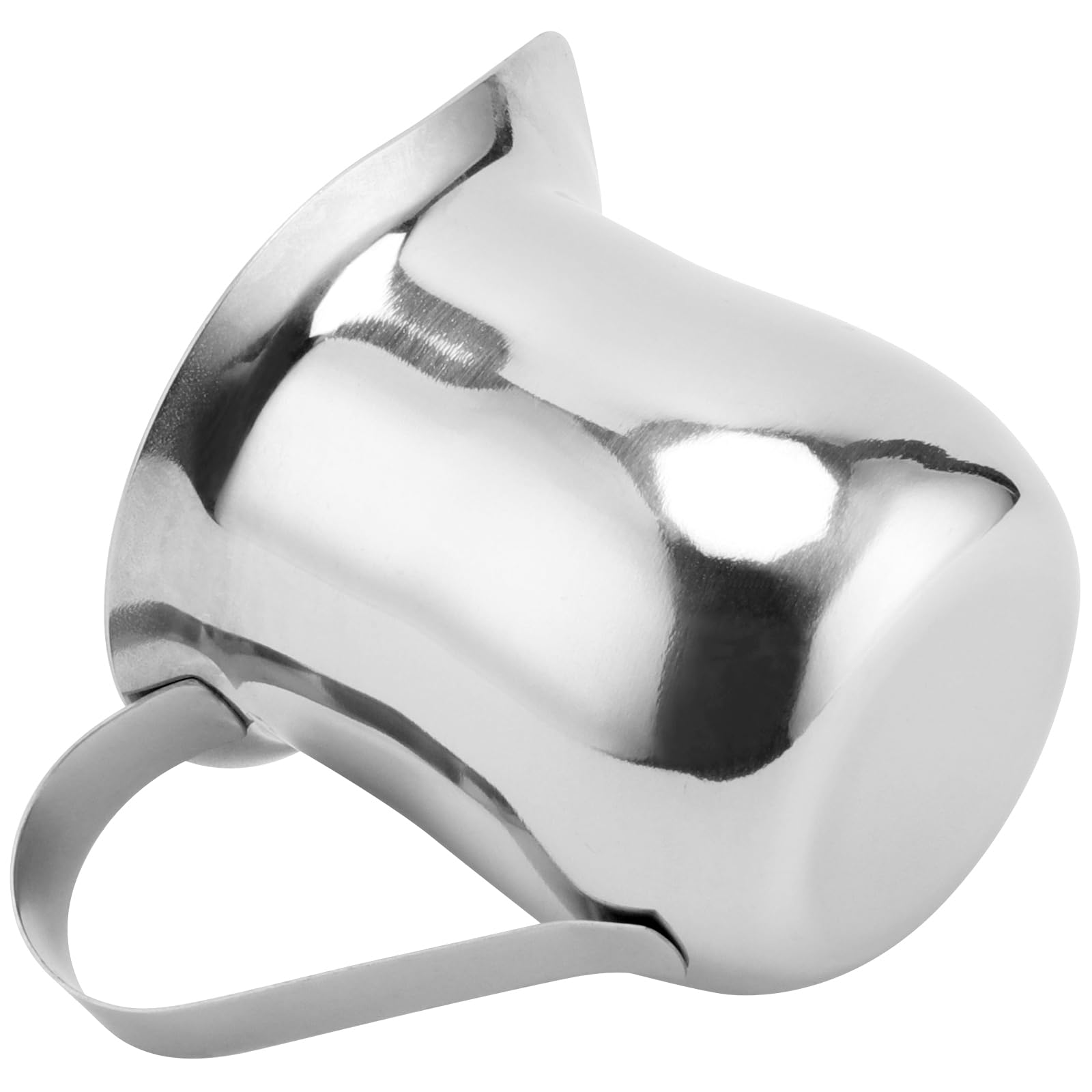 KEILEOHO 16 Stück 85 ml Mini-Edelstahl-Krug, Edelstahlglocken-Milchkännchen, glockenförmige Milchkännchen mit Griff, kleiner Metallkrug zum Servieren von Sahne, Milch, Kaffee