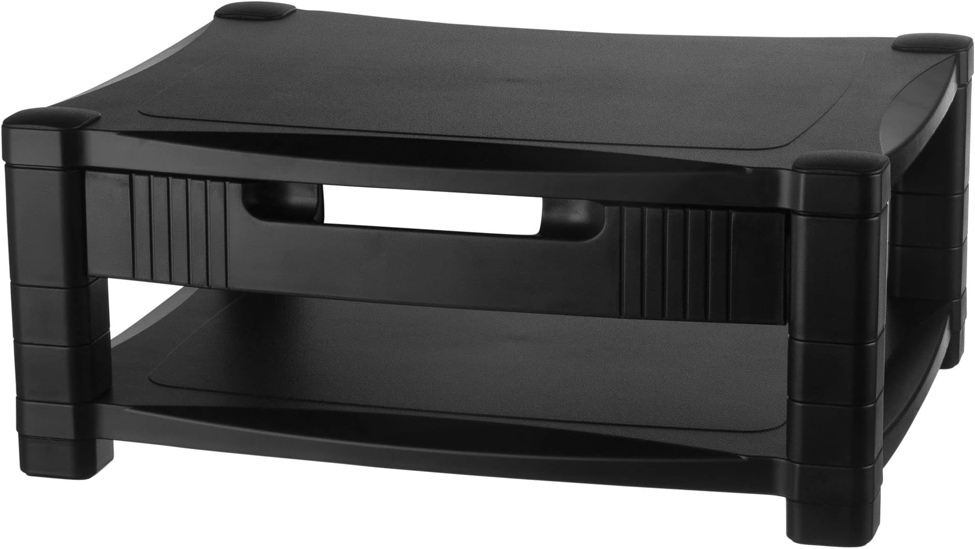 Kantek Two-Level Monitor Stand, 17" X 13.25" X 3.5" To 7", Black, Supports 50 Lbs