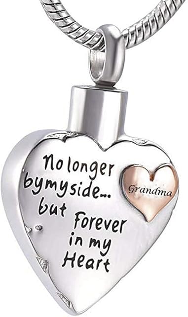 No Longer by My Side but Forever in My Heart Cremation Jewelry Rose Gold Small Heart Urn Pendant Memorial Urn Necklace for Human' Ashes(Brother)
