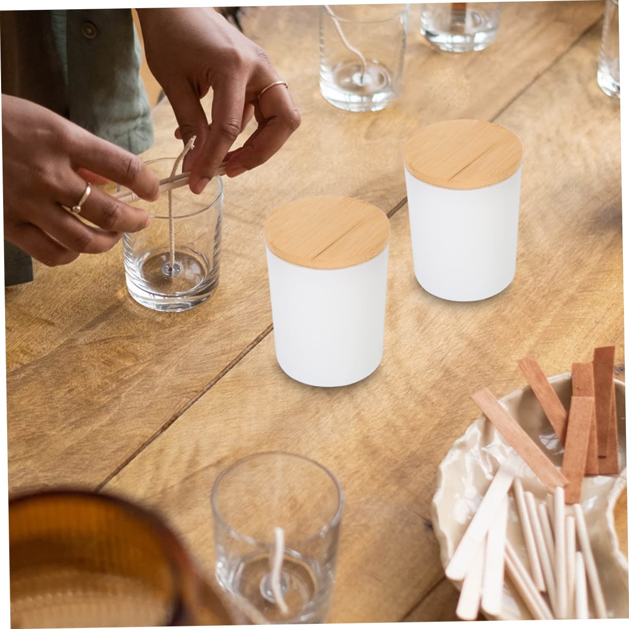 EXCEART 6 Vasetti per Candele in Vetro per Aromaterapia, Contenitori Vuoti Pratici per Candele Fai da Te, Set da 6 per Casa e Laboratorio