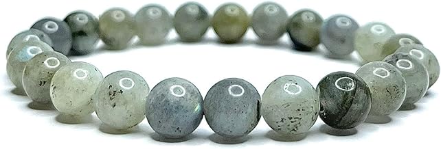 Felicidade Bracelet en Labradorite Grise – Pierre Naturelle 8MM pour Femme & Homme – Protection, Énergie & Bien-Être – Bijou Énergétique en Lithothérapie, Méditation & Cadeau