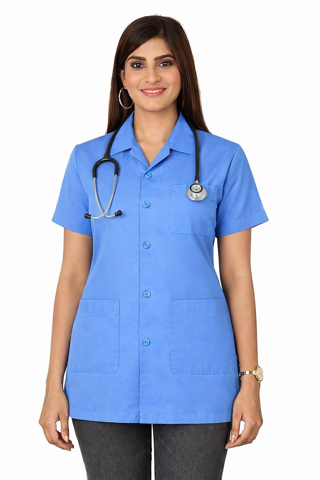 fashtastic Unisex Sky Blue HalfSleeve Lab Coat-picture-41