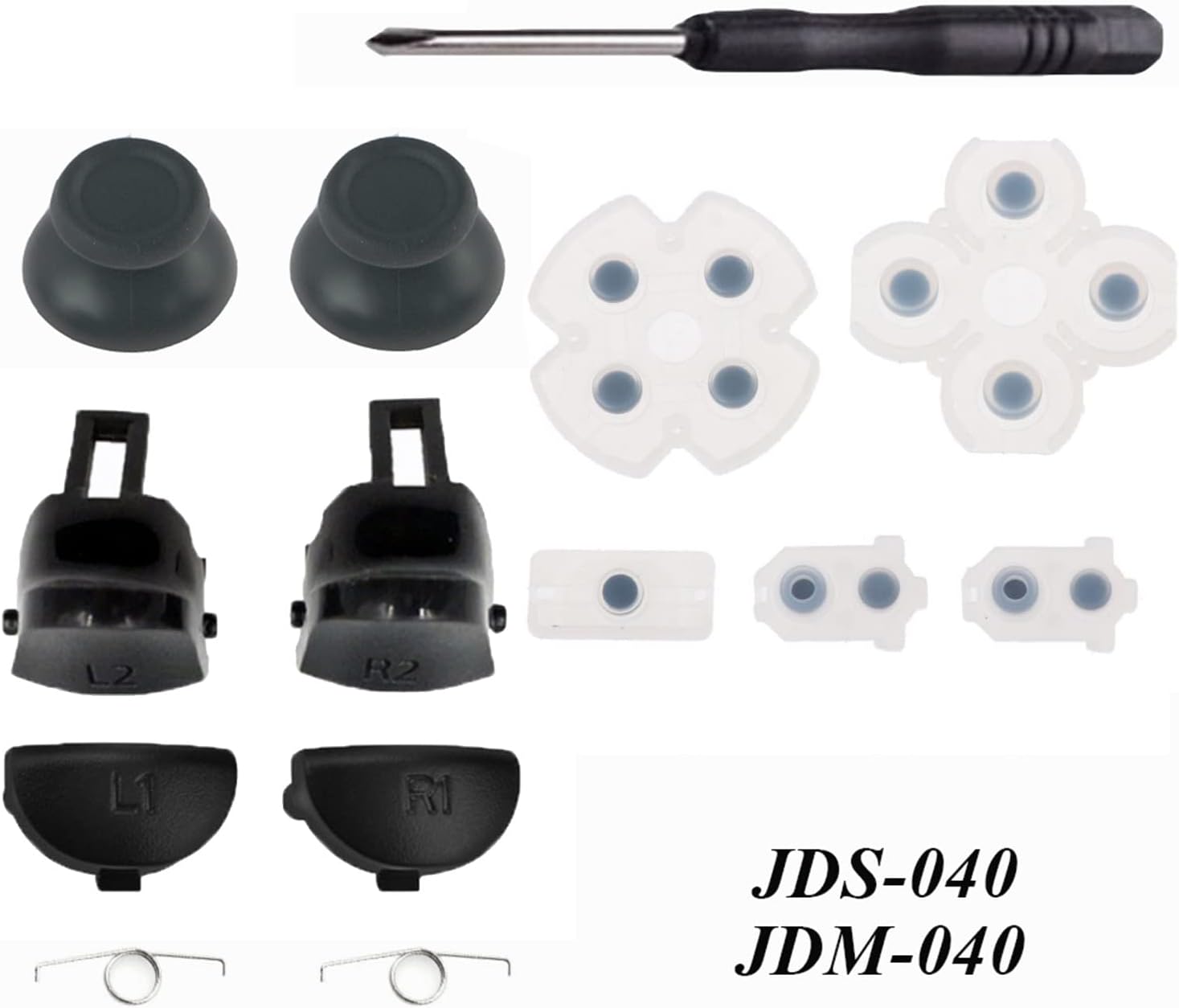 Replacement Controller L1 R1 L2 R2 Trigger Buttons with Rubber Pad for PS4 Controller Analog Stick Conductive Rubber Repair Parts (JDS JDM 050 055)
